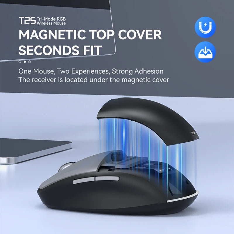 Tri-mode Mouse With Dual Receivers Type-C/USB 2.4G Bluetooth 5.1 Wireless Mouse RGB Charging Silent Mouse For Android IOS