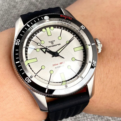 Tandorio Red Blue 40mm PT5000 Japan NH35A Mechanical Automatic Dive Men Watch 20ATM Waterproof Domed Sapphire Screw Crown Reloj