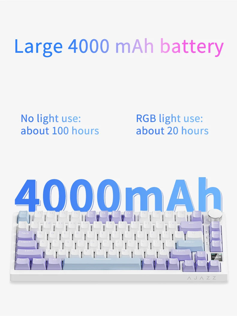 AJAZZ AK820 Mechanical Keyboard 70% Compact Layout/RGB Lighting/Hot-swappable Switches, with Wired, Wireless, and Bluetooth