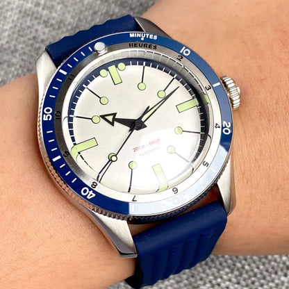 Tandorio Red Blue 40mm PT5000 Japan NH35A Mechanical Automatic Dive Men Watch 20ATM Waterproof Domed Sapphire Screw Crown Reloj