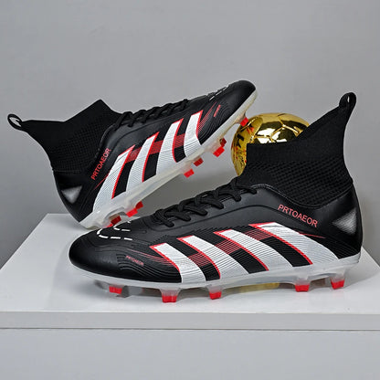 Nouvelles chaussures de football professionnelles pour hommes, crampons de football antidérapants TF/FG, baskets pour garçons, chaussures de sport confortables à la cheville, unisexes