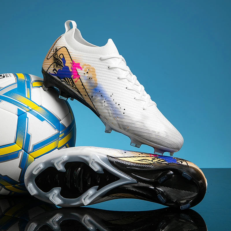 Nouvelles chaussures de football pour hommes, crampons d'entraînement, chaussures de soccer antidérapantes, ultralégères, crampons longs FG pour extérieur, livraison directe