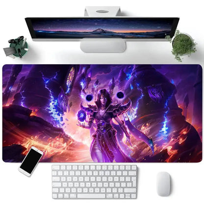 Tappetino per mouse da gioco World of Warcraft, tappetino da scrivania grande per tastiera, tappetino per mouse da gioco LockEdge antiscivolo