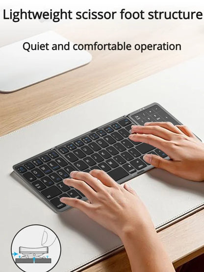 New Three-Fold Folding Bluetooth Keyboard With Touchpad Portable Foldable Keyboard For PC Mac Smartphone IPad