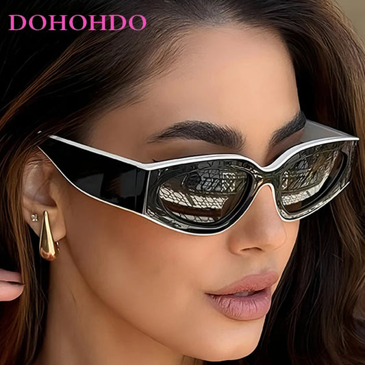 2025 New Fashion Cat Eye Small Oval Women Sunglasses Men Trendy Y2K Punk Sun Glasses Female Travel Shade Vintage Eyewear UV400