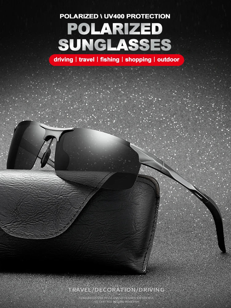 CLLOIO Brand Men's Polarized Sunglasses Aluminum Frame UV400 Anti-Glare Sun Glasses Male Driving Glasses Rimless Oculos De Sol