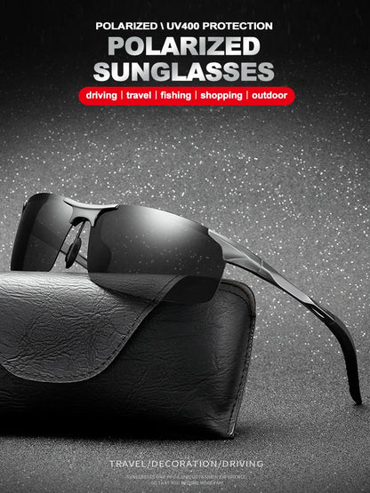 CLLOIO Brand Men's Polarized Sunglasses Aluminum Frame UV400 Anti-Glare Sun Glasses Male Driving Glasses Rimless Oculos De Sol