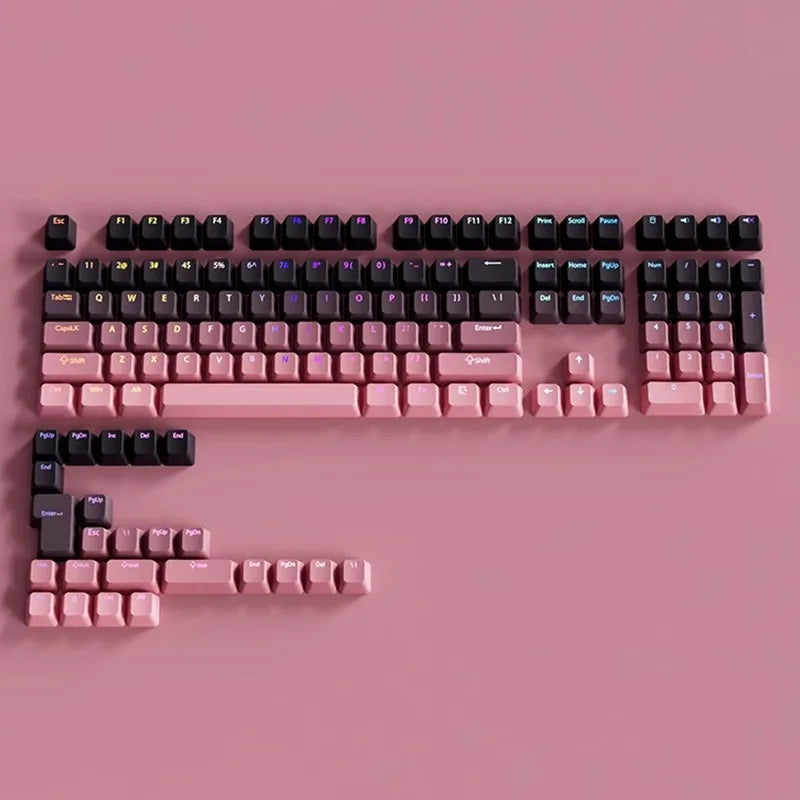 Black Pink Gradient Keycaps For Cherry Mx Switch Mechanical Keyboard OEM Profile PBT Keycap backlit RGB Gamer ISO Layout Key cap