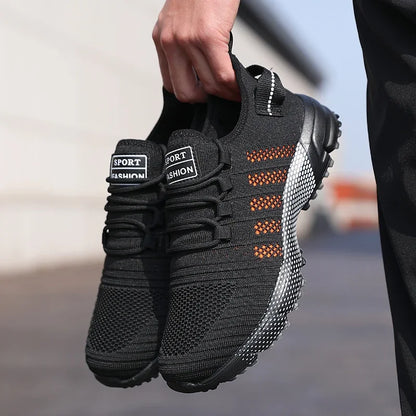 Lediga sneakers för män i mesh, lätta och ventilerande, med mjuk sula – slip-on-löparskor, låga loafers och träningsskor för män