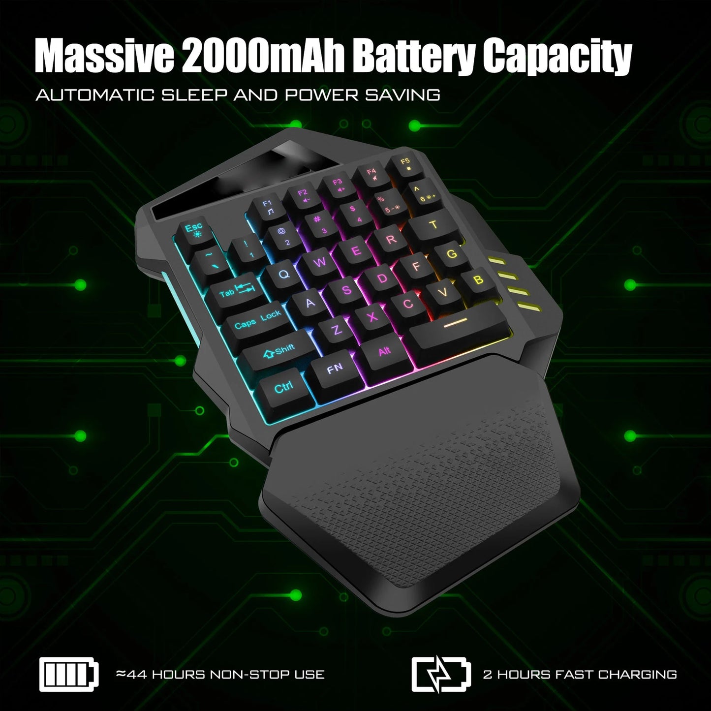 Mini Mechanical Keyboard One Handed Gaming Keyboard 2.4G Wireless RGB Lighting ABS 35 Keys Gaming Keyboard for Computer