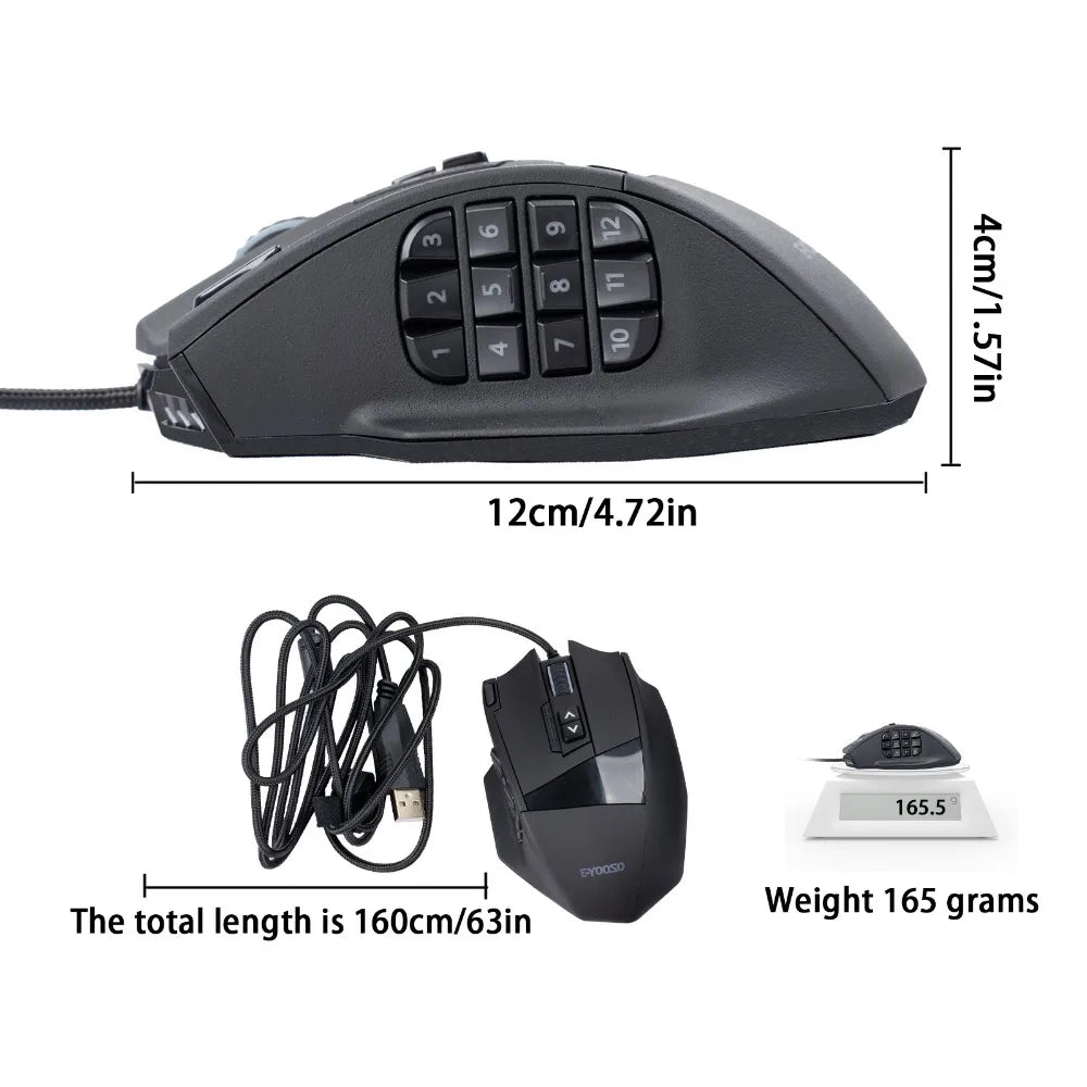 E-YOOSO X-39 Programmable Gaming Mouse, Wired RGB Mouse with 18 Buttons, 8 Removable Weights, 5 DPI, Ergonomic Grip for Computer