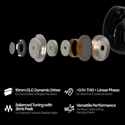 Linsoul Kiwi Ears Belle HiFi Earphones 10mm DLC Dynamic Driver IEM Wired Earbuds, Precision Sound Signature In-Ear Monitor for Audiophile Music & Gaming