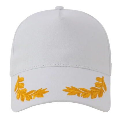 Wheat Stitch Baseball Cap -6-Panel Cotton Sun Hat with Brass Buckle Adjustable Outdoor Fashion Snapback Trendy Unisex Peaked Cap