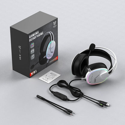 ONIKUMA X91, casque de jeu filaire avec éclairage RGB, casque supra-auriculaire avec microphone flexible, prise audio 3,5 mm pour PC, PS4, ordinateur portable, idéal pour les joueurs.