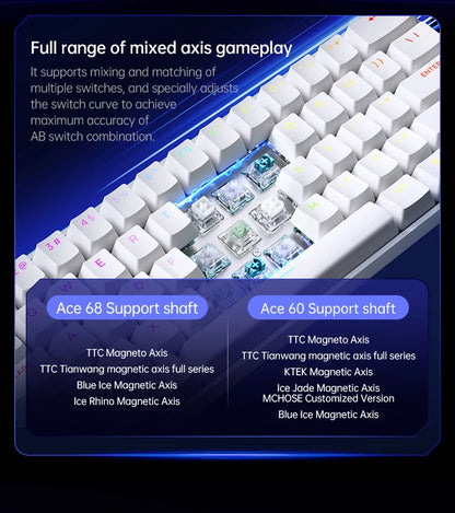 MCHOSE Ace 60 Pro 68 Magnetic Axis Mechanical Keyboard Customized Esports 0.01ms Latency RT 0.01mm 128K Gaming Keyboard Original