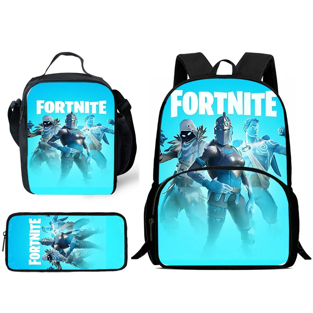 Hot Game Design Child Backpacks Lunch Bag Pencil Case Pupil Large Capacity School Bags For Boy Girl Best Gift F-FortniteS