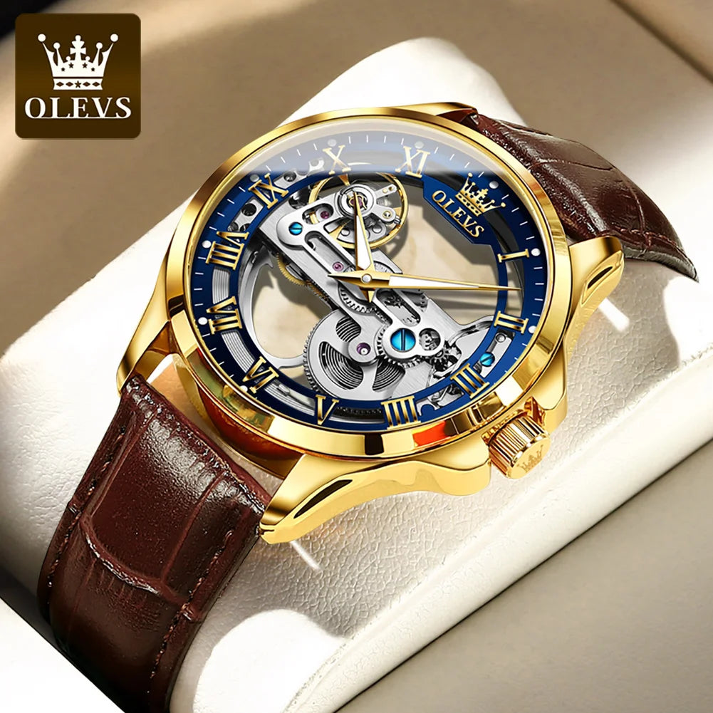 OLEVS 6661 Automatic Watch For Men Skeleton Original Mechanical Movement Men's Wristwatch Waterproof Luminous Sport Men's Watches