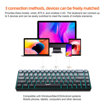 Clavier New key board 68% three-mode wired/wireless/bluetooth teclado gamer gaming keyboard gradual change gray RGB backlight
