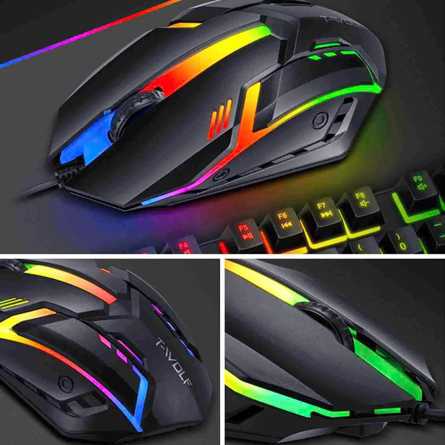 Keyboard Mouse Combo 4-piece Gaming Combo Ergonomic 104 Keys Keyboard 4-color Breathing Light Mouse Headset Anti-slip Mouse Pad