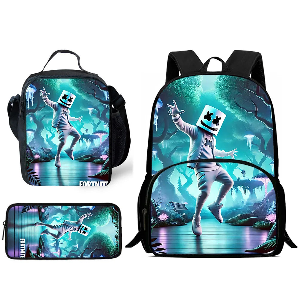 Hot-Game-Kinderrucksäcke mit Lunchbag und Federmäppchen, große Schultaschen für Schüler, Design F – FortniteS, für Jungen und Mädchen, ideales Geschenk
