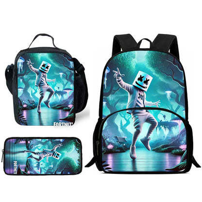 Hot-Game-Kinderrucksäcke mit Lunchbag und Federmäppchen, große Schultaschen für Schüler, Design F – FortniteS, für Jungen und Mädchen, ideales Geschenk
