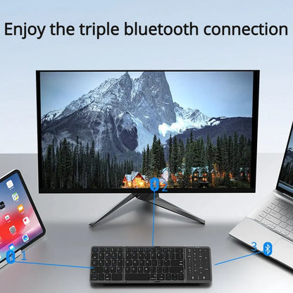 New Three-Fold Folding Bluetooth Keyboard With Touchpad Portable Foldable Keyboard For PC Mac Smartphone IPad
