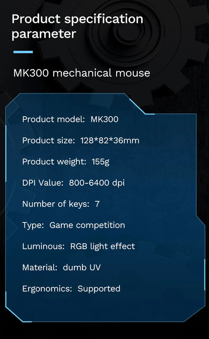 Mouse mecanic cu fir pentru PC gaming esports, RGB, 6400 DPI, atracție magnetică, contragreutate DIY