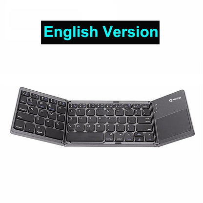 2026 Folding Bluetooth Keyboard Wireless Klavye English Russian with Type-C Charge Port for IOS/Android/Windows ipad Tablet