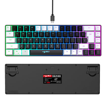 68 Keys Gaming Keyboard USB Wired Portable 20 RGB Backlight Keyboard Black and White Keycaps for Windows Laptops Computer