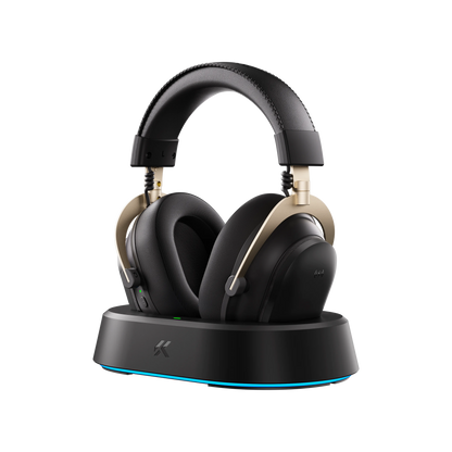 Casque de jeu sans fil magnétique MCHOSE V9 Turbo+ avec son surround 7.1 90 °   Écouteurs pivotants à faible latence avec chargement magnétique RGB