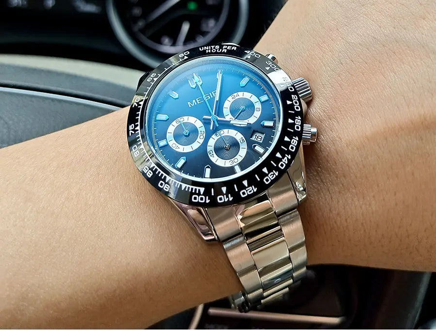 MEGIR herreur, luksusmærke, kvarts-sportsur, armbånd i rustfrit stål, vandtæt, kronograf, armbåndsur