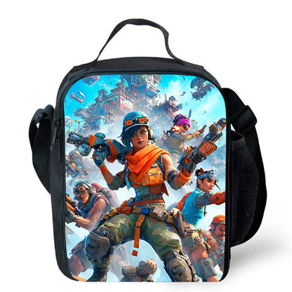 Cartoon FORTNITE Insulated Cooler Lunch Bag Cute Portable Lightweight Picnic Bag for Boys & Girls Age 5-10 Kids Daily Food Bag