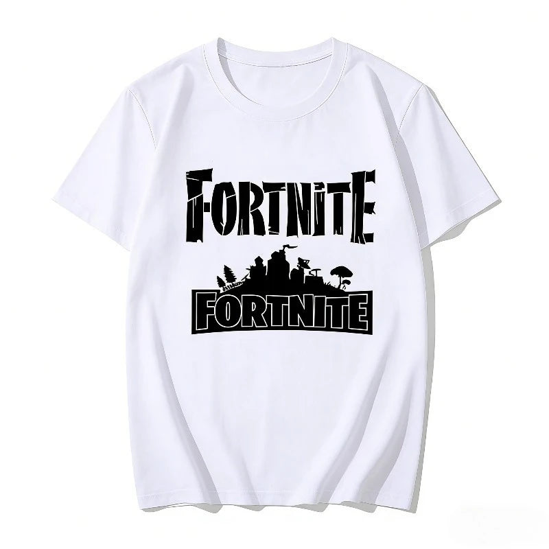 Fortnites Theme Cartoon Printed T-Shirt Summer Child White Cotton T-Shirt Cartoon Hot Game Fortnite Short Sleeve