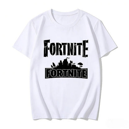 Fortnites Theme Cartoon Printed T-Shirt Summer Child White Cotton T-Shirt Cartoon Hot Game Fortnite Short Sleeve