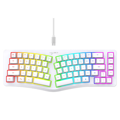69 Key Wired Ergonomic Gaming Keyboard Silent Irregular RGB Backlit Keyboard for Windows Linux Home Office Game PC