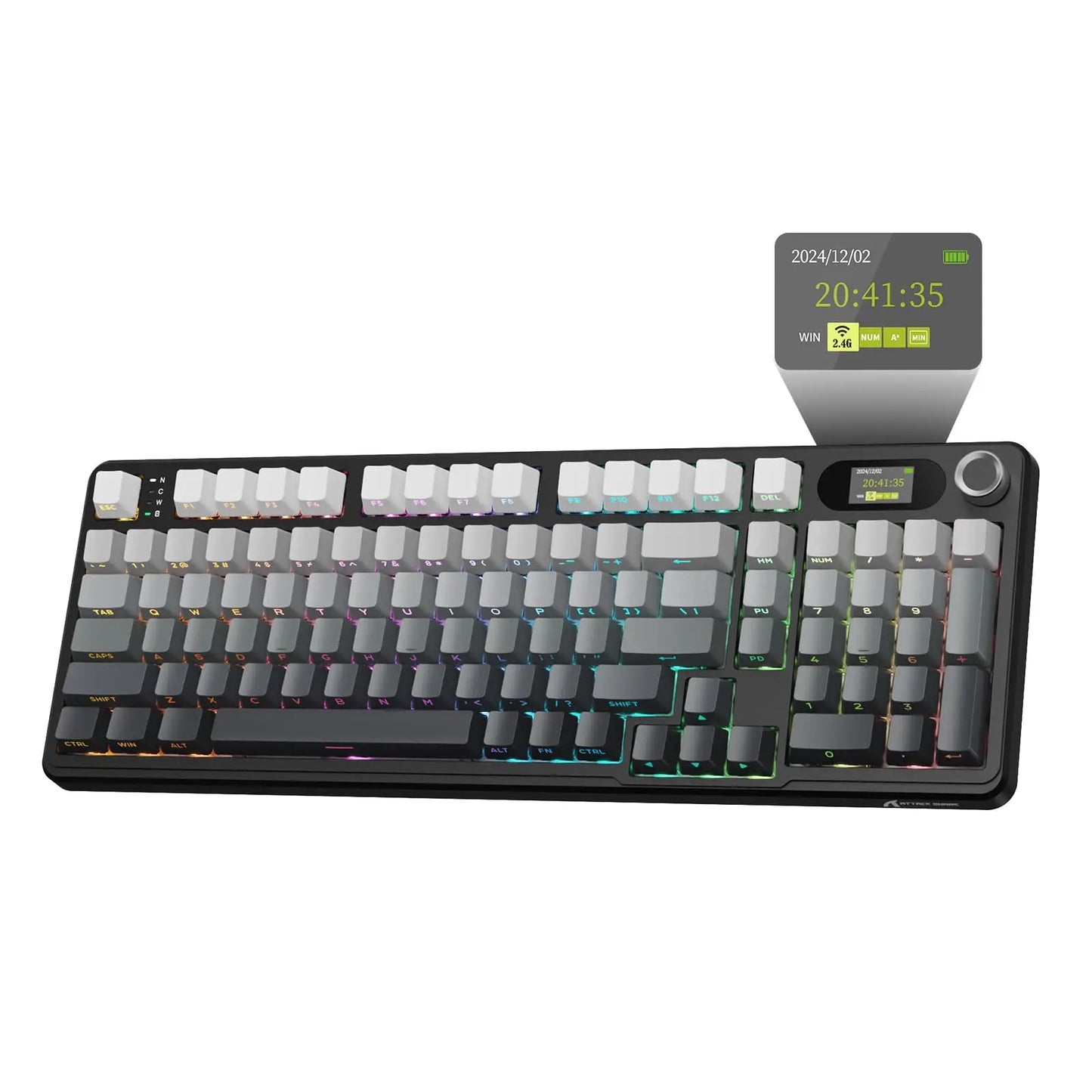 ATTACK SHARK X98PRO Wireless Mechanical Keyboard, Gasket Hot Swappable, PBT Keycaps, LED matrix screen,4000mAh