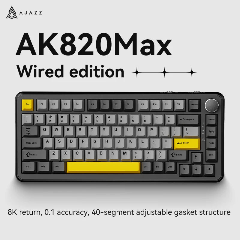 AJAZZ AK820 MAX New Magnetic Switch Type-C-Wired Only-Computer Gaming Keyboard Upgrade Gasket Mechanical Keyboard Cool RGB