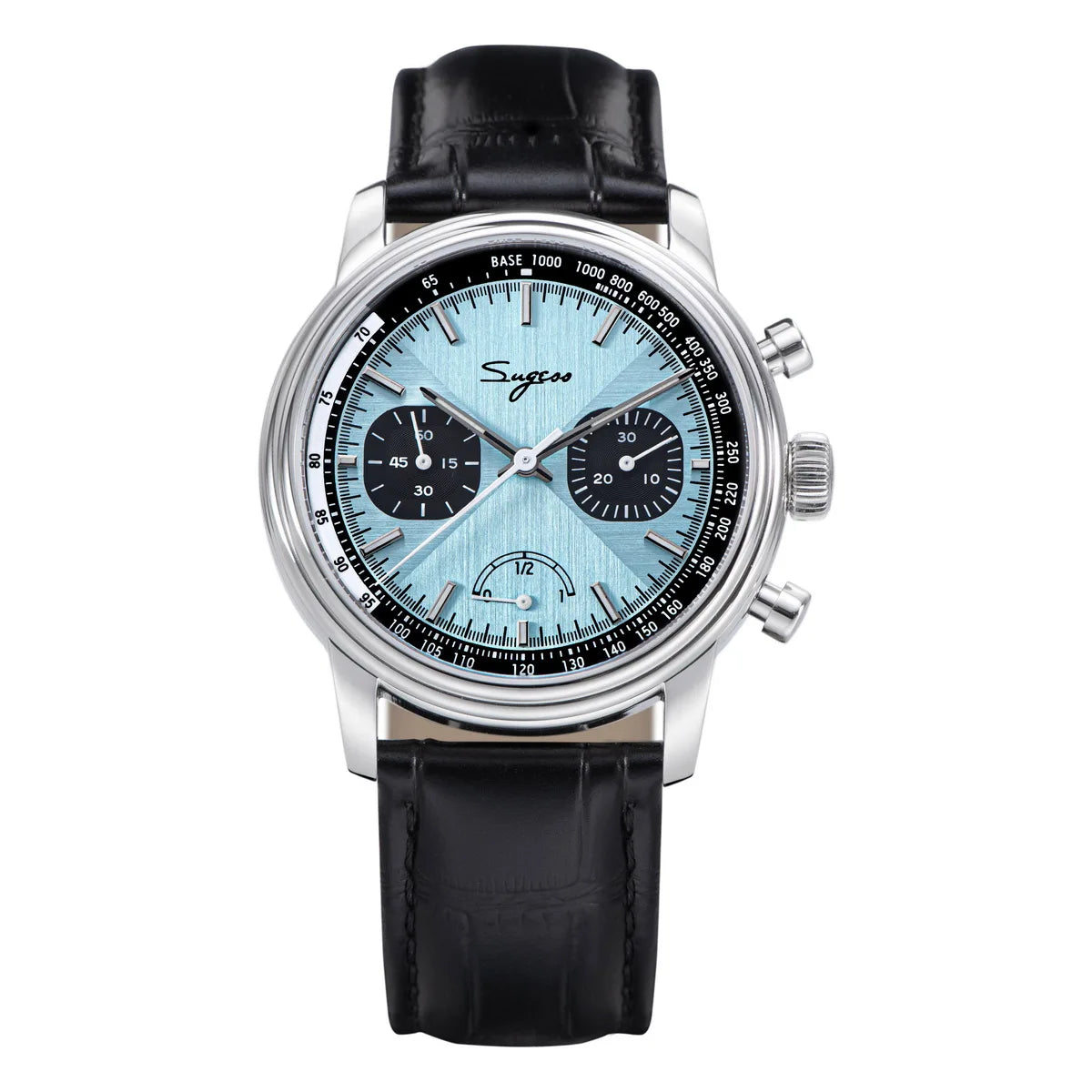Sugess Men's Pilot 1963 Wristwatch ST1906 Chronograph Handwind Movement Domed Sapphire Waterproof Power Reserve Lume V2