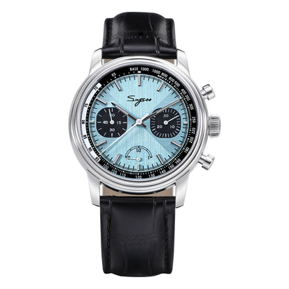 Sugess Men's Pilot 1963 Wristwatch ST1906 Chronograph Handwind Movement Domed Sapphire Waterproof Power Reserve Lume V2
