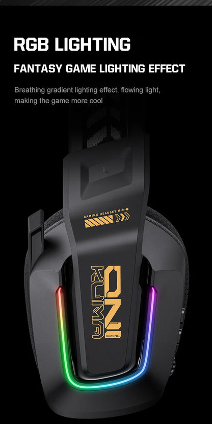 ONIKUMA GT828 Wireless Gaming Headset Bluetooth 5.3 RGB Headphones with Mic, Noise Cancelling, 4-Mode Connection for PC, PS5 & Laptop