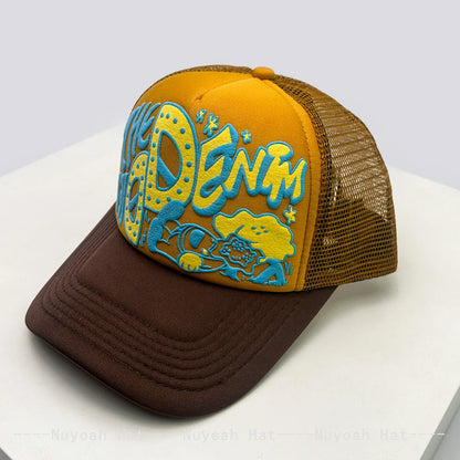 New Unisex Interesting 3D Printed Letter Baseball Hats Sunshade Cartoon Breathable Color Block Trucker Caps Mesh Versatile ins