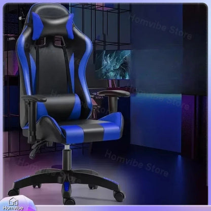 Chaise de jeu ergonomique avec support lombaire et hauteur réglable pour les joueurs sur PC, le travail de bureau, les longues sessions d'ordinateur, confortable