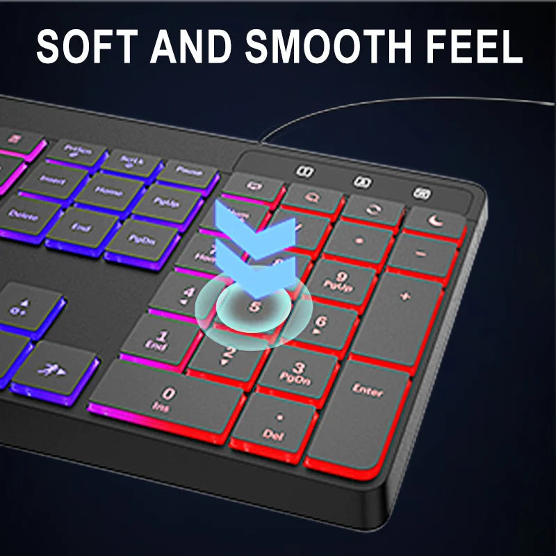 New Wired Light Backlit RGB Mute Keyboard  Desktop Notebook Home Business For Office Ultra Thin USB office home
