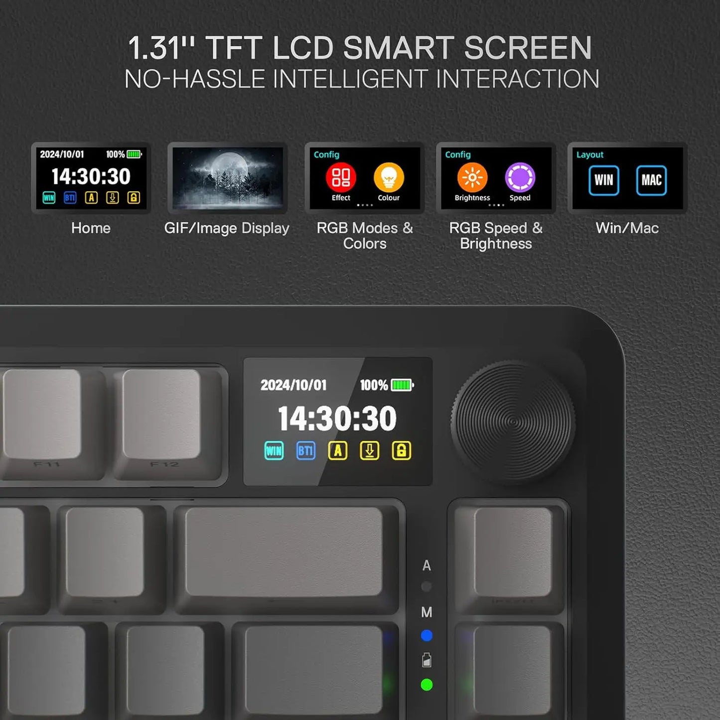 Redragon K724 PRO Wireless Gasket Gaming Hot-Swap South-Facing RGB Socket, Gradient PBT Keycaps Keyboard