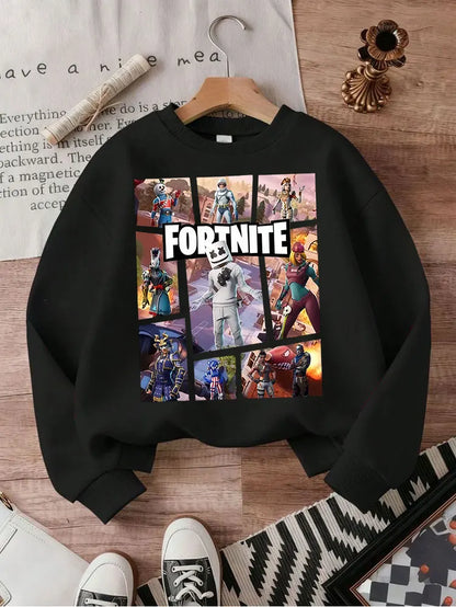 FORTNITED Children Long-sleeved Girls Streetwear Boys Baby Sweatshirt Pullover Sweatshirt Anime Fashion Kid Clothing Tops Gift