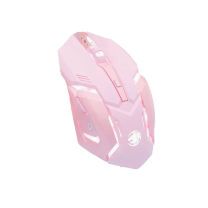 Frontline trådbunden gamingmus i rosa, tyst mekanisk esportmus, trådlös Bluetooth-datormus för kontor, elegant och söt för tjejer
