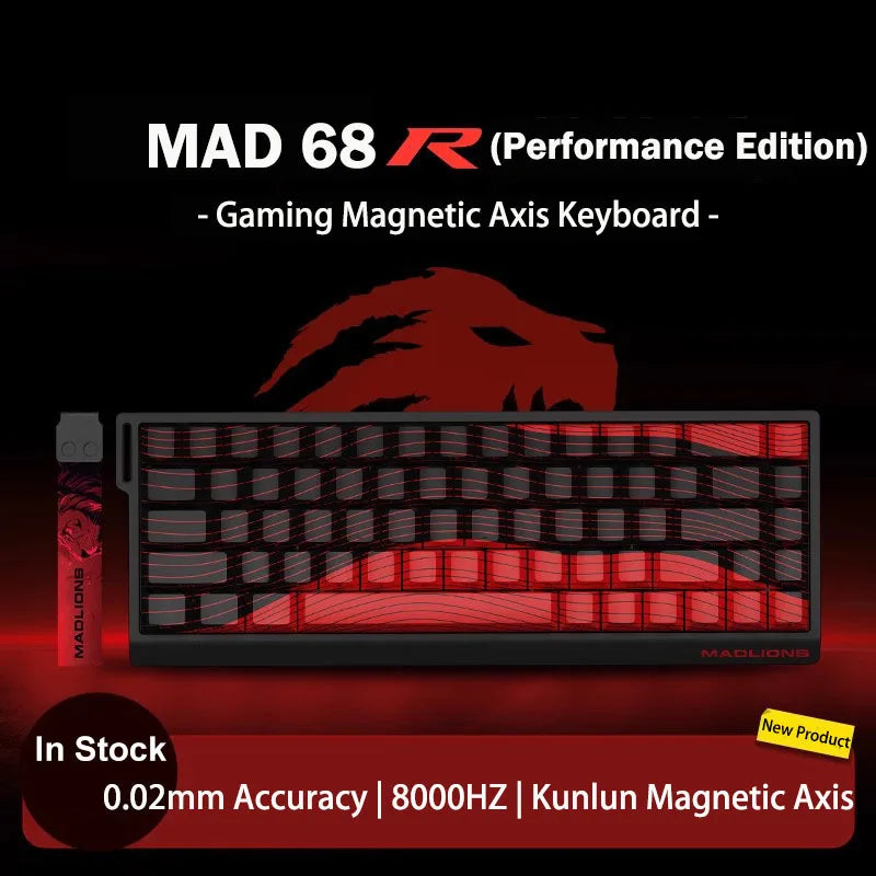 MADLIONS MAD 60/68HE Gaming Magnetic Switch Keyboard, Wired Mechanical Gaming Keyboard with 8K Polling Rate, Rapid Trigger, Hot Swappable RGB 61/68 Keys