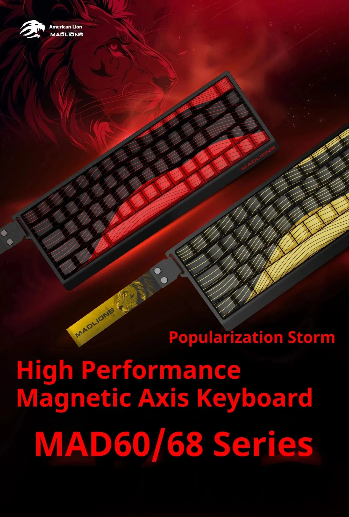MADLIONS MAD 60/68HE Gaming Magnetic Switch Keyboard, Wired Mechanical Gaming Keyboard with 8K Polling Rate, Rapid Trigger, Hot Swappable RGB 61/68 Keys