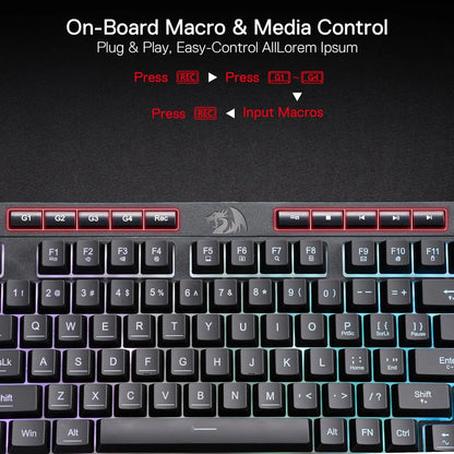 Redragon K515 Shiva RGB Gaming Keyboard 98 Keys Wired Gaming Keyboard with RGB Backlit, Detachable Wrist Rest, Quiet Membrane Keys & Programmable Macros