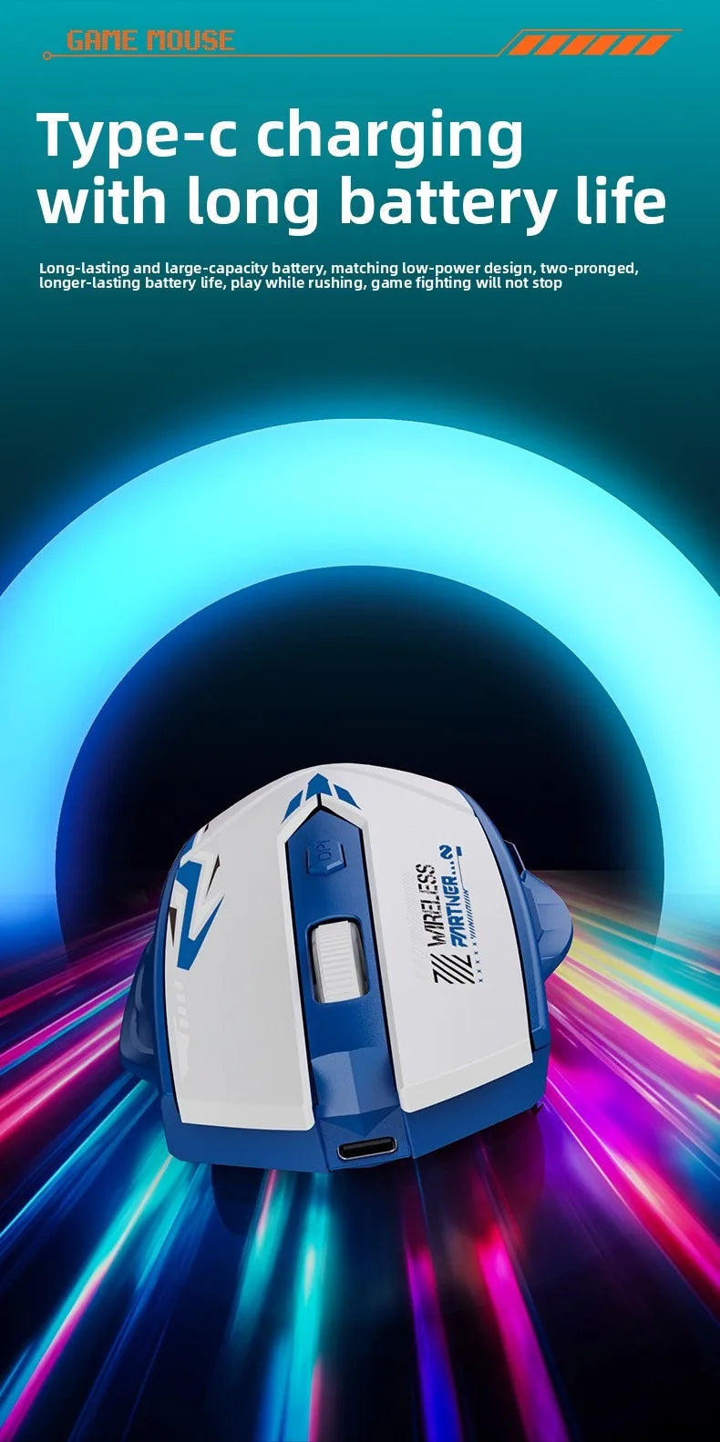Wireless Gaming Mouse Bluetooth 5.4 Dual-Mode Rechargeable Mouse, 2.4G Wireless Gaming Mouse with 1600 DPI Ergonomic Design for PC, Laptop & Office